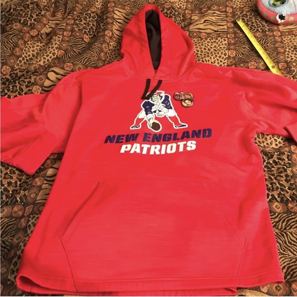 NFL New England Patriots size XL red hooded sweatshirt OG graphics GO PATRIOTS! - Picture 4 of 15